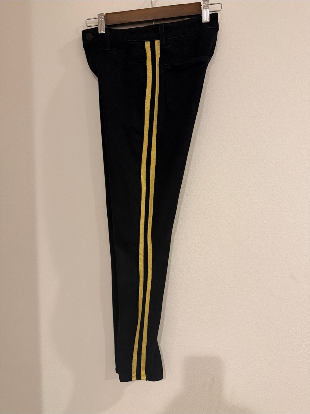 L'AGENCE Black Joggers with Yellow Twin Side Stripes